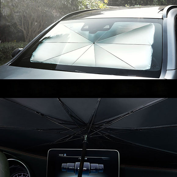 145cm X 79cm Auto Windschutzscheibe Sonnenschirm,Auto-Front Windschutzscheibe Sonnenschutz Regenschirm,Faltbares Design Einfache Lagerung für die meisten Autos und SUV