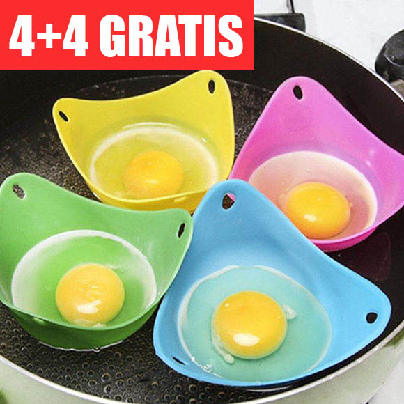 Cuociuova In Silicone Per Uova In Camicia - Set 4 Pezzi Con Pennello, Per Microonde O Pentola - Foto 3